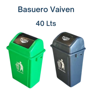 Basurero Vaivén 40 Lts Verde Plastico