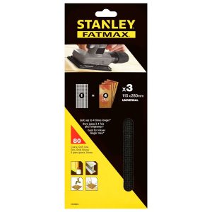 Hojas de lija x3 115x280mm grano 80 para multilijadoras Stanley STA39002-XJ