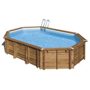 Piscina de madera Avocado POOLWAY octogonal alargada 6,56 x 4,56 x 1,31m